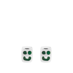 Maple Smiley Earrings Silver & Green