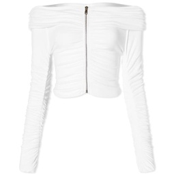 Sami Miro Vintage Foldover Shirred LS Top White