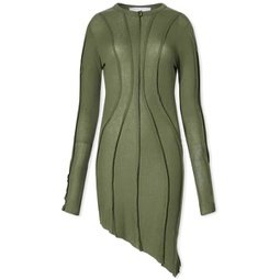 Sami Miro Vintage Aysmmetric Long Sleeve Mini Dress Army Green