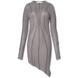 Sami Miro Vintage Aysmmetric Long Sleeve Mini Dress Graphite Grey
