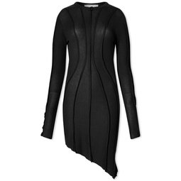 Sami Miro Vintage Asymmetric Long Sleeve Mini Dress Black Babyrib (Up-Cycled)