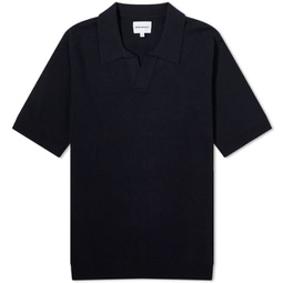 Norse Projects Leif Cotton Linen Polo Dark Navy