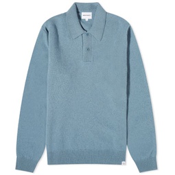 Norse Projects Marco Merino Lambswool Polo Light Stone Blue