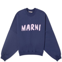 Marni Logo Crew Sweat Blue Kyanite