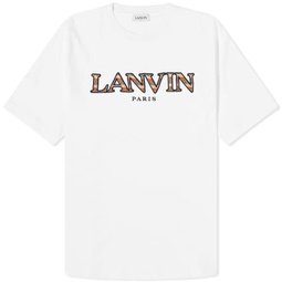 Lanvin Curb Embroidered Logo Tee Optic White