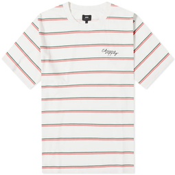 Edwin Windup Stripe T-Shirt White, Pink & Green