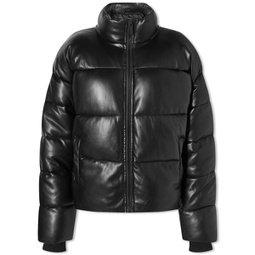 Good American Leather Look Puffer Jacket Black