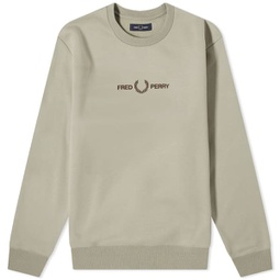 Fred Perry Embroidered Crew Sweater Warm Grey