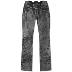 Ottolinger Big Waistband Drape Denim Jeans Black & White Paint