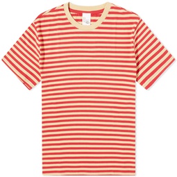Nudie Leffe Breton Stripe T-Shirt Off White & Red