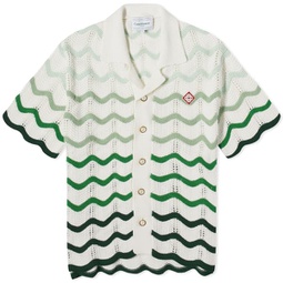 Casablanca Gradient Wave Knit Short Sleeve Shirt Green & White