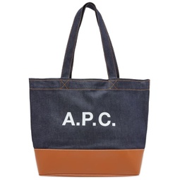 A.P.C. Large Axel Denim & Leather Tote Caramel