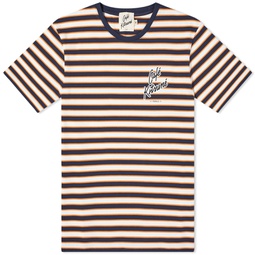 Cafe Kitsune Striped Regular T-Shirt Navy, White & Fox Stripe