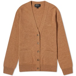A.P.C. Louisa Logo Knitted Cardigan Heathered Beige