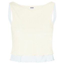 GCDS Tulle Tank Top Baby Yellow
