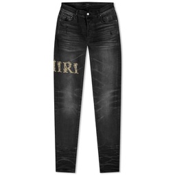 AMIRI Baroque Varsity Logo Jeans Faded Black