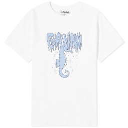 Ganni Basic Jersey Seahorse Relaxed T-Shirt Bright White