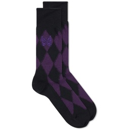 Needles Argyle Jacquard Wool Socks Purple