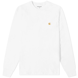 Carhartt WIP Long Sleeve Chase T-Shirt White & Gold