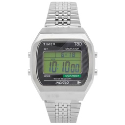 Timex T80 Digital 36mm Watch Silver