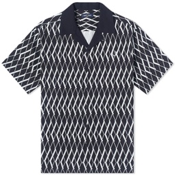 Fred Perry Argyle Print Vacation Shirt Navy