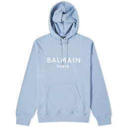 Balmain Paris Logo Hoodie Pale Blue & White