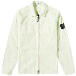 Stone Island Supima Cotton Twill Stretch-TC Zip Shirt Jacket Light Green