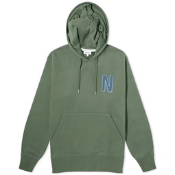 Norse Projects Arne Relaxed N Logo Hoodie Spruce Green
