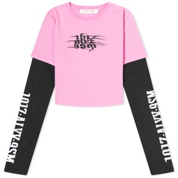 1017 ALYX 9SM Double Sleeve Crop T-Shirt Pink & Black