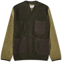 Universal Works Wool Fleece Cardigan Mixed Olive