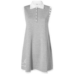 Thom Browne Hector Intarsia Polo Mini Dress Light Grey