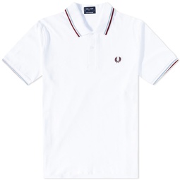 Fred Perry Original Twin Tipped Polo White, Ice & Maroon