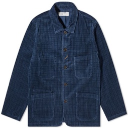 Universal Works Houndstooth Cord Bakers Chore Jacket Navy