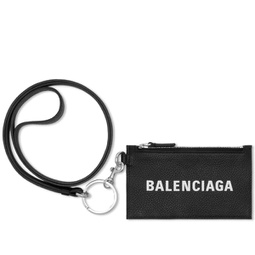 Balenciaga Logo Card Case On Key Ring Black & White
