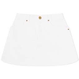 Balmain Western Denim Short Skirt White