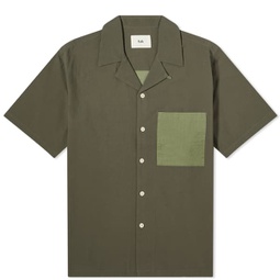 Folk Short Sleeve Soft Collar Shirt Olive 2-Tone
