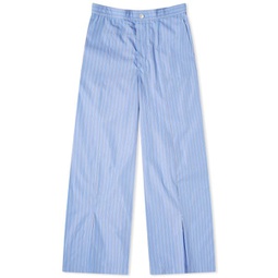 Toga Stripe Cotton Wide Leg Trousers Light Blue
