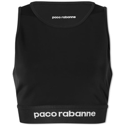 Paco Rabanne Tape Logo Crop Top Black