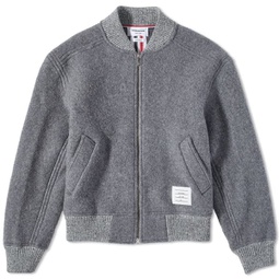 Thom Browne Tape Wool Fleece Bomber Jacket Light Grey