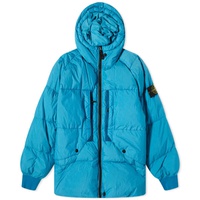 Stone Island Crinkle Reps Hooded Down Jacket Turquoise