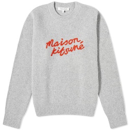 Maison Kitsune Handwriting Comfort Jumper Light Grey Melange