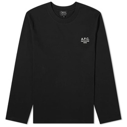 A.P.C. Long Sleeve Olivier Embroidered Logo T-Shirt Black