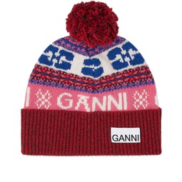 GANNI Graphic Wool Beanie Multicolour