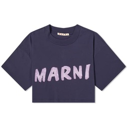 Marni Cropped Logo T-Shirt Blueblack