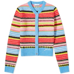 Ganni Soft Wool Stripe Cardigan Multi