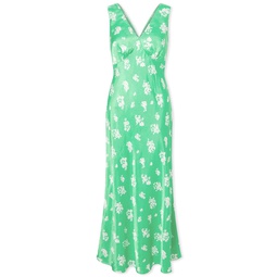 KITRI Claire Slip Dress Green Mono Floral
