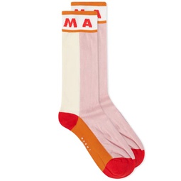 Marni Logo Socks Dahlia