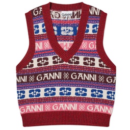 GANNI Logo Wool Mix Vest Multicolour