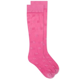 GANNI Butterfly Lace Socks Shocking Pink