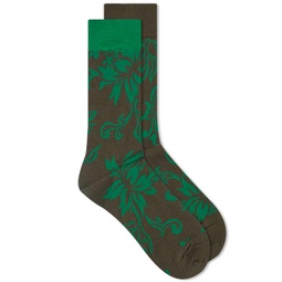 Sacai Floral Socks Green